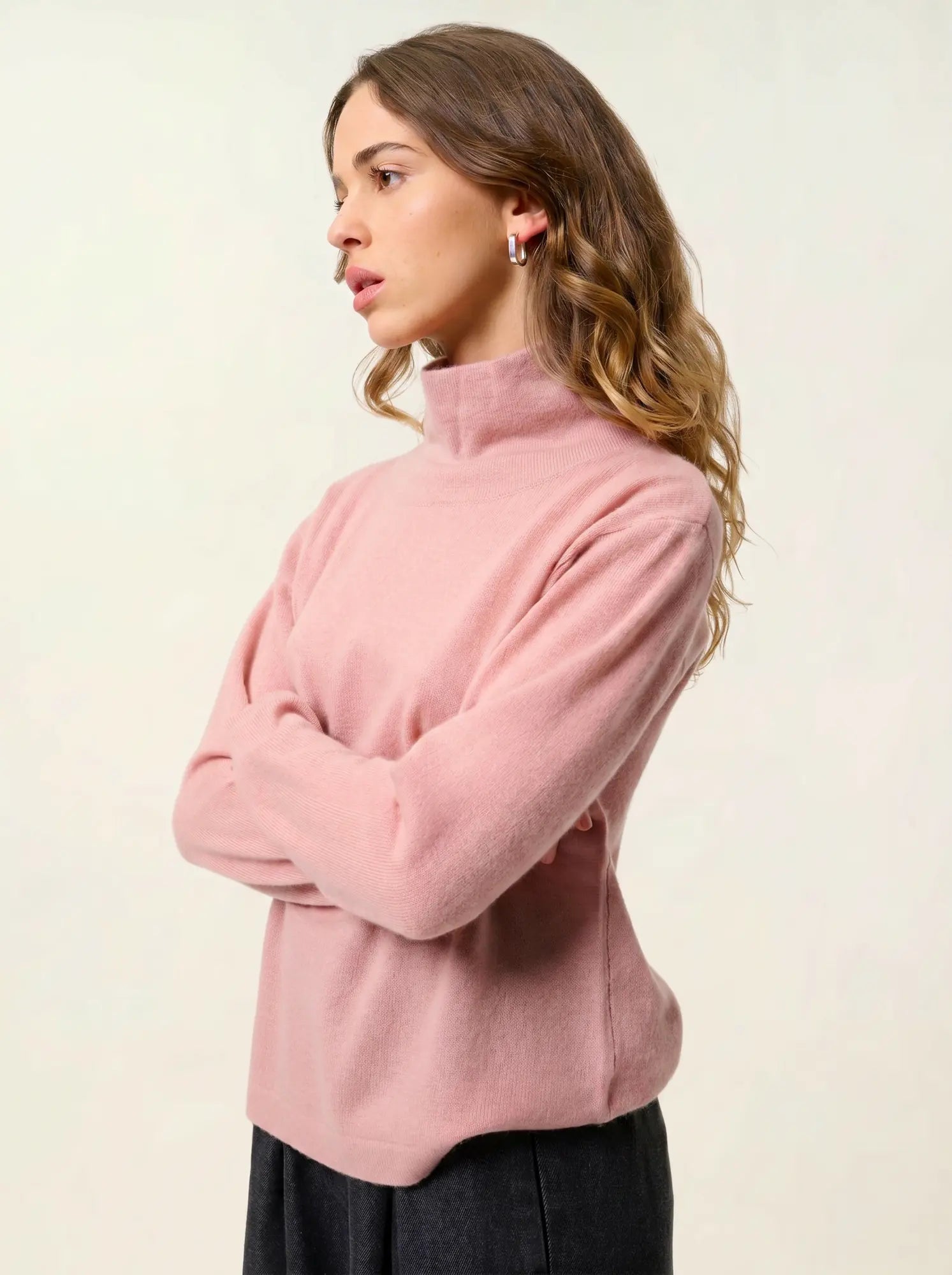 CHEVIOT pull col montant bénitier bois de rose