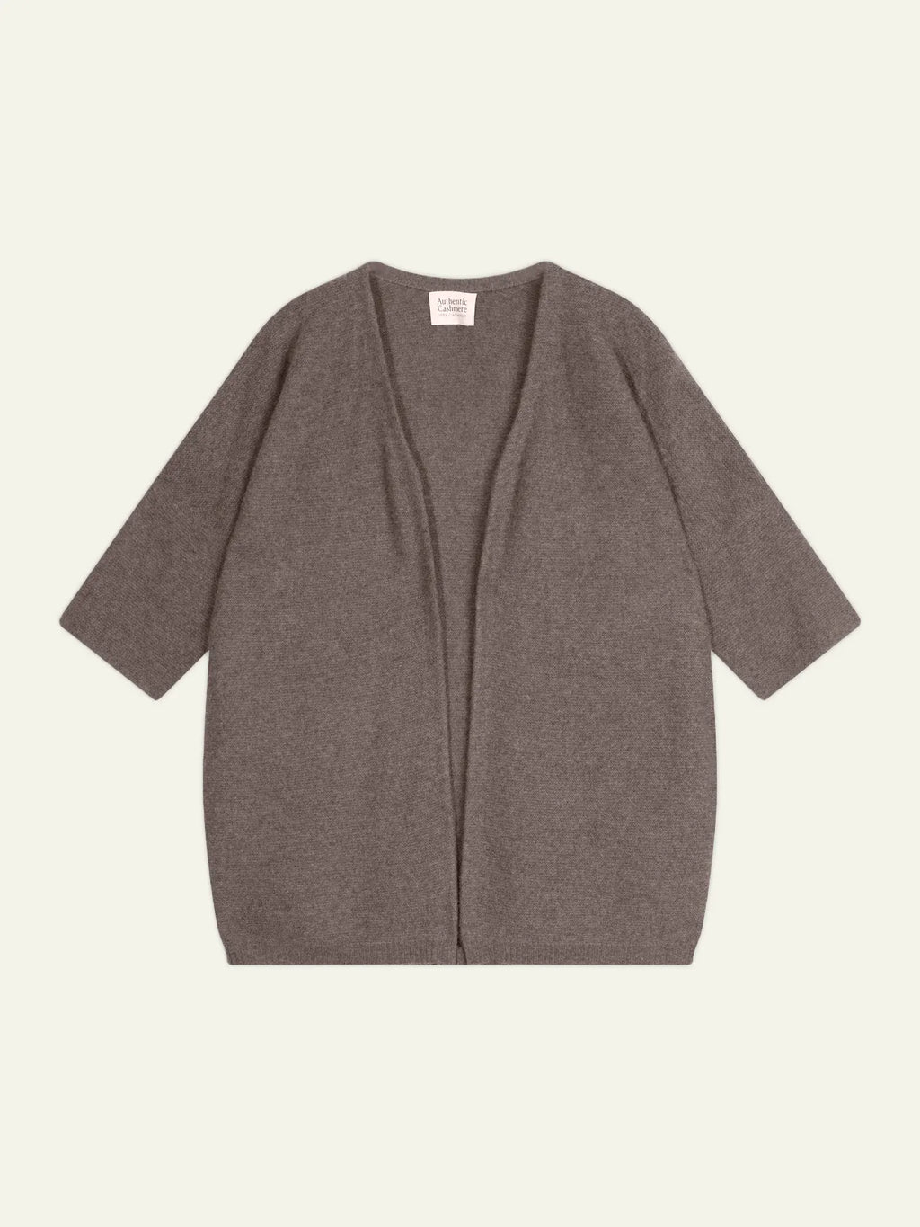 MENDIP Vest Open V-Neck 3/4 Sleeves Taupe and Dusty Pink