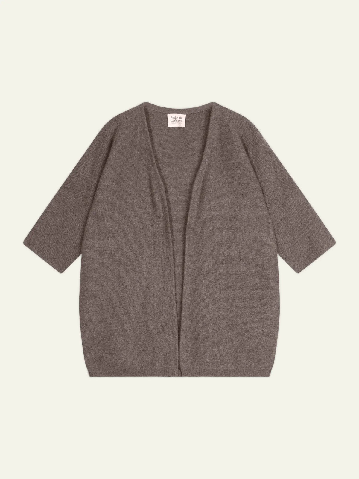 MENDIP Vest Open V-Neck 3/4 Sleeves Taupe and Dusty Pink