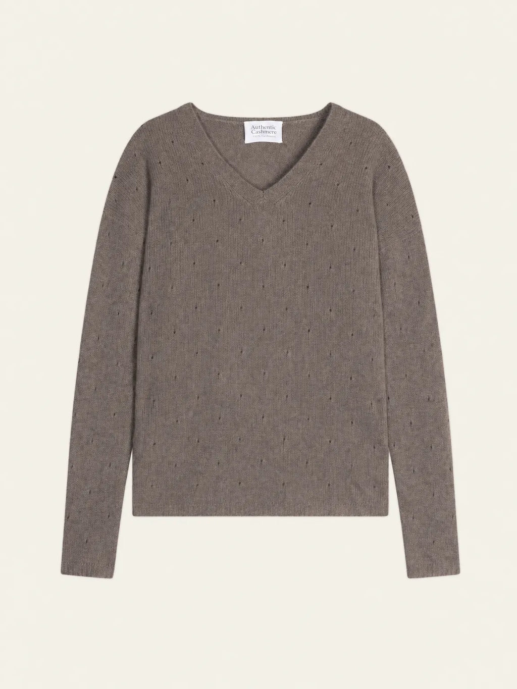 DOTY pull col V 4 fils taupe chiné