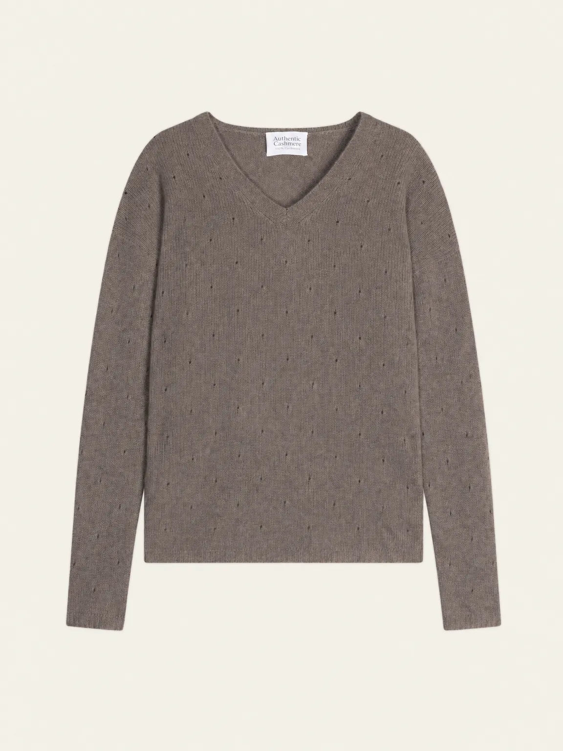 DOTY pull col V 4 fils taupe chiné