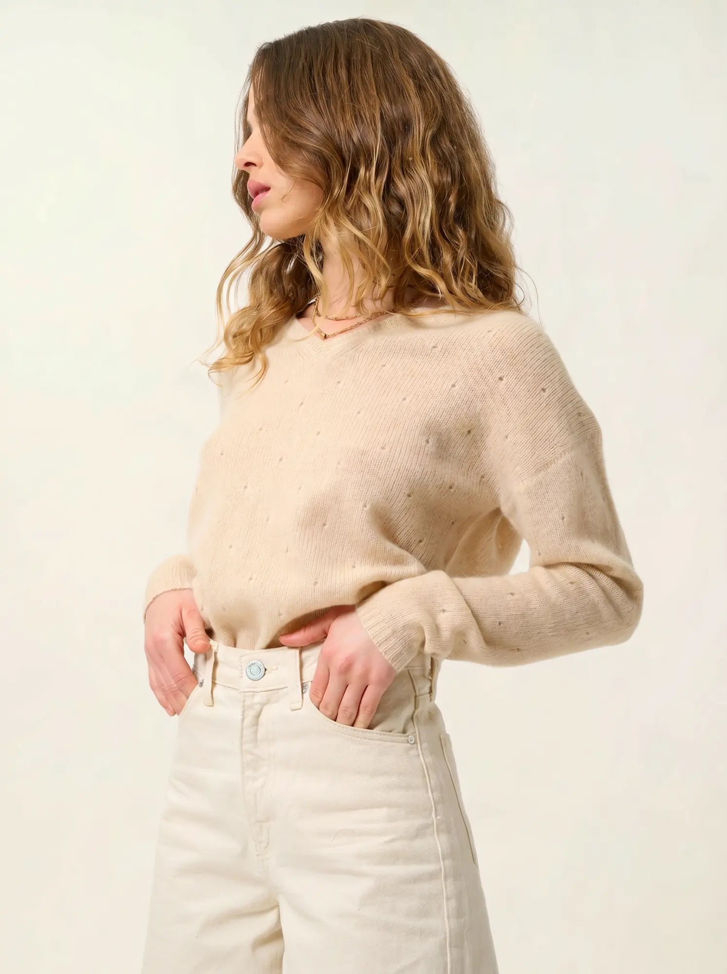 DOTY pull col V 4 fils sable