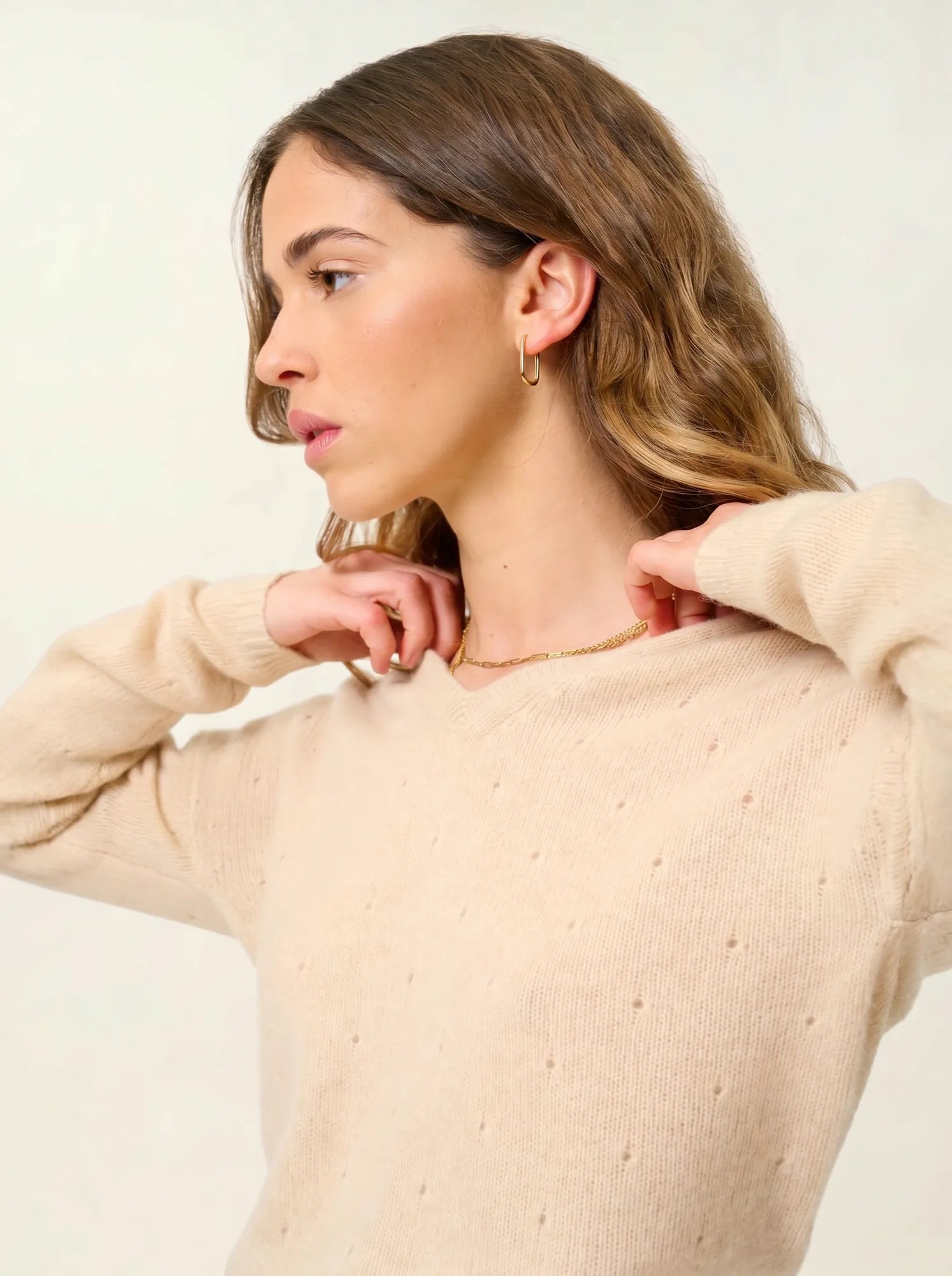 DOTY pull col V 4 fils sable