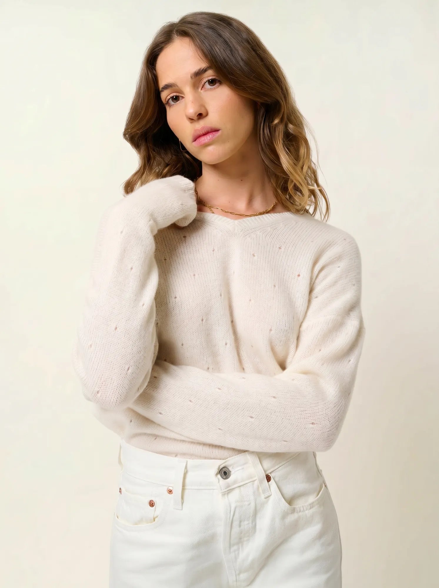DOTY pull col V 4 fils neige