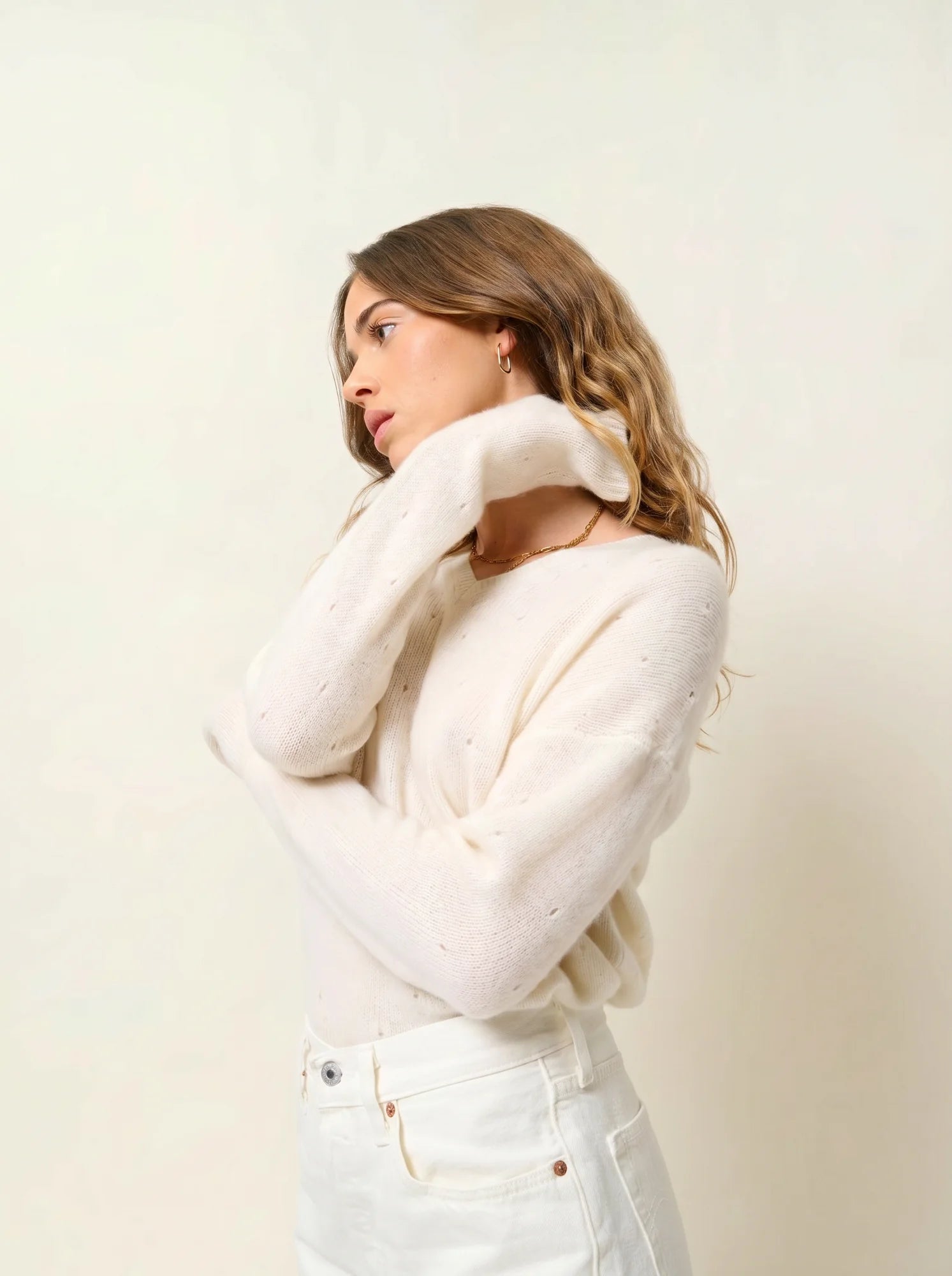 DOTY pull col V 4 fils neige