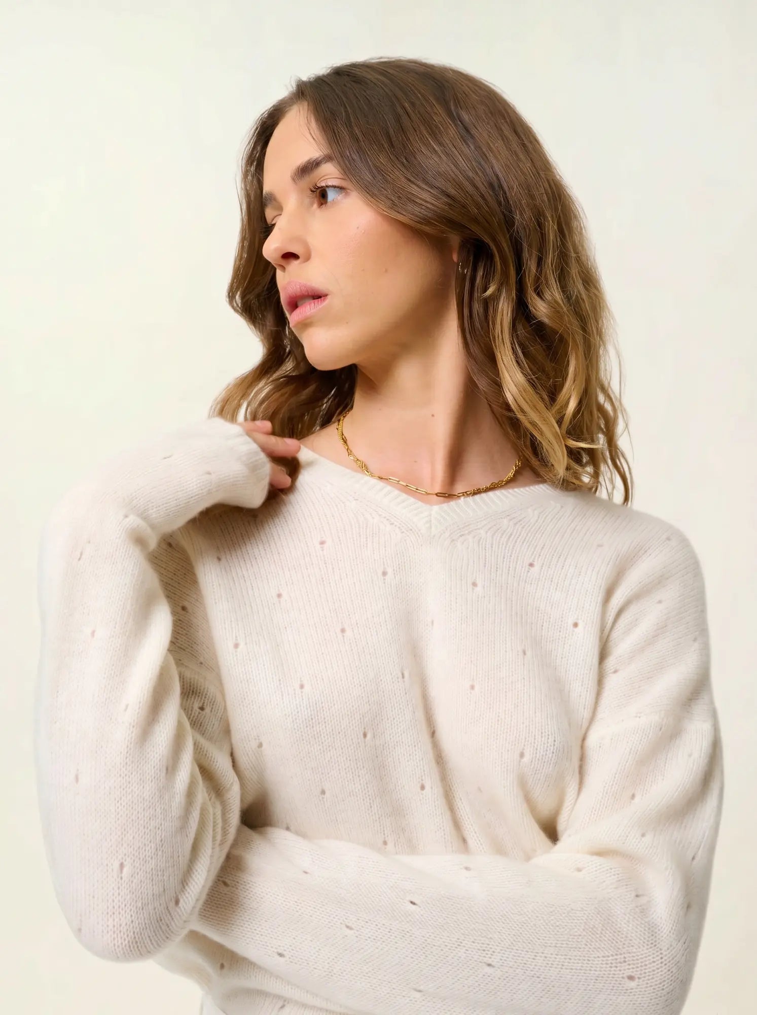DOTY pull col V 4 fils neige