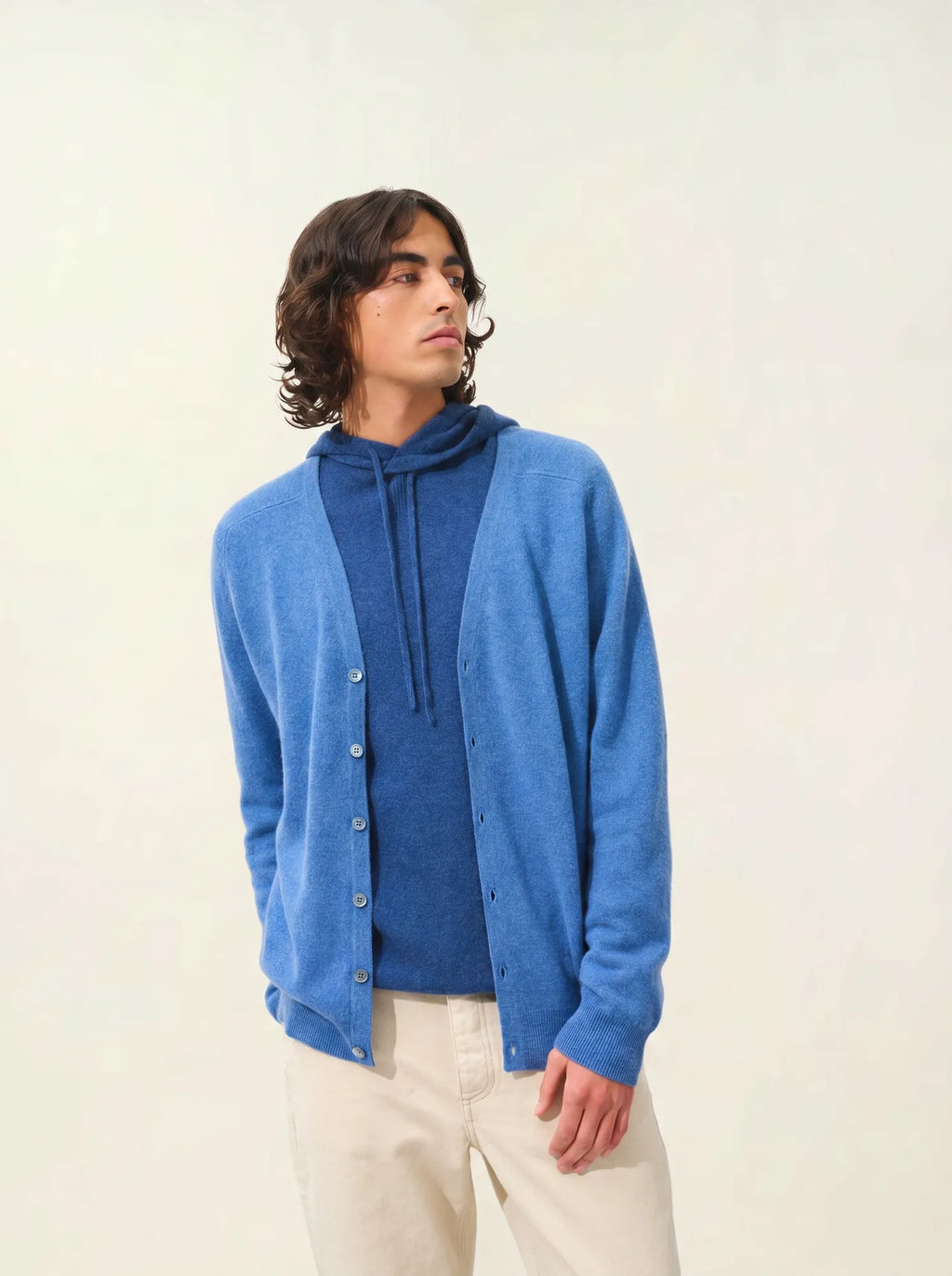 PIPA cardigan col V bleu denim