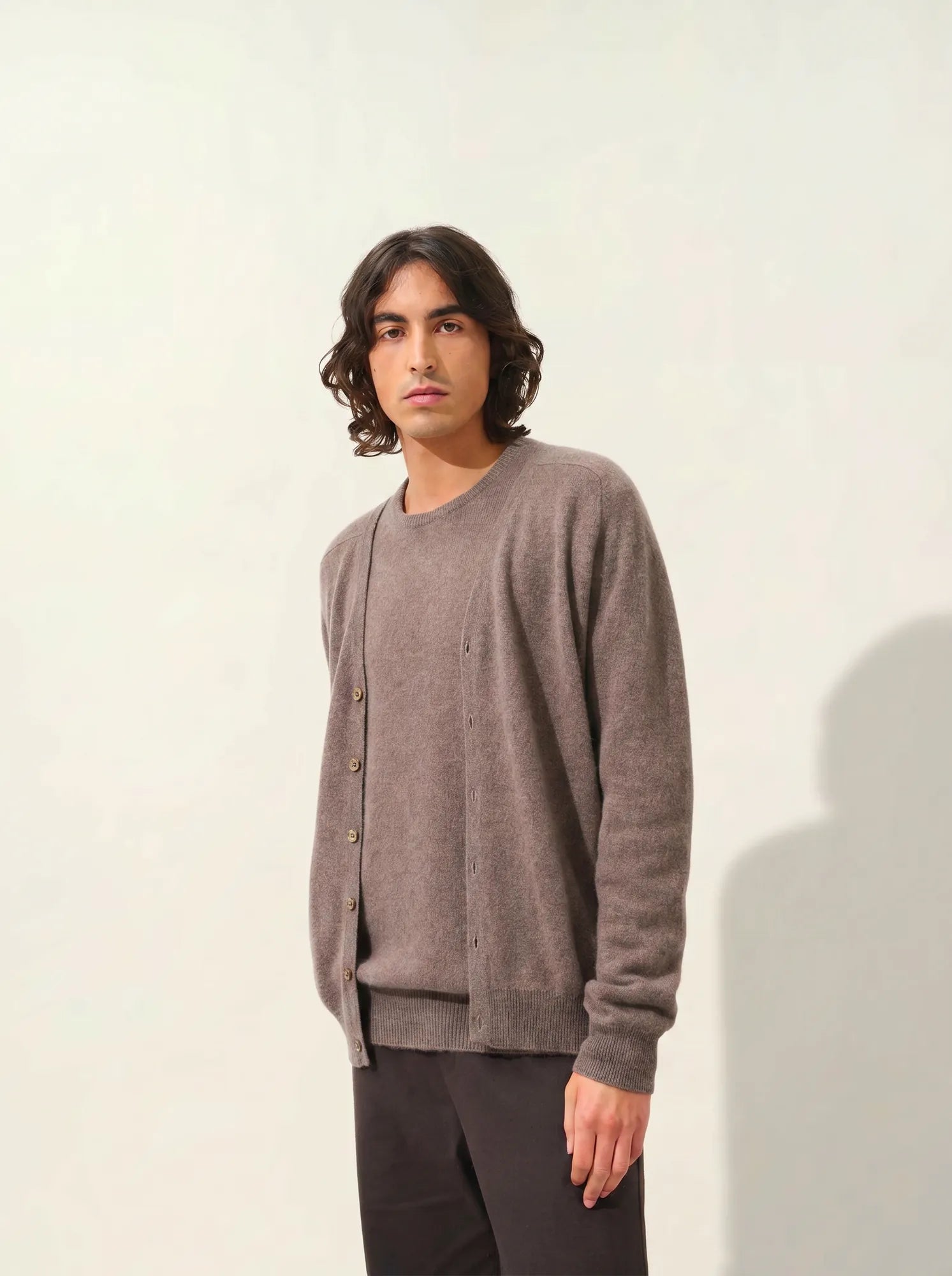 PIPA strickjacke v-ausschnitt taupe meliert