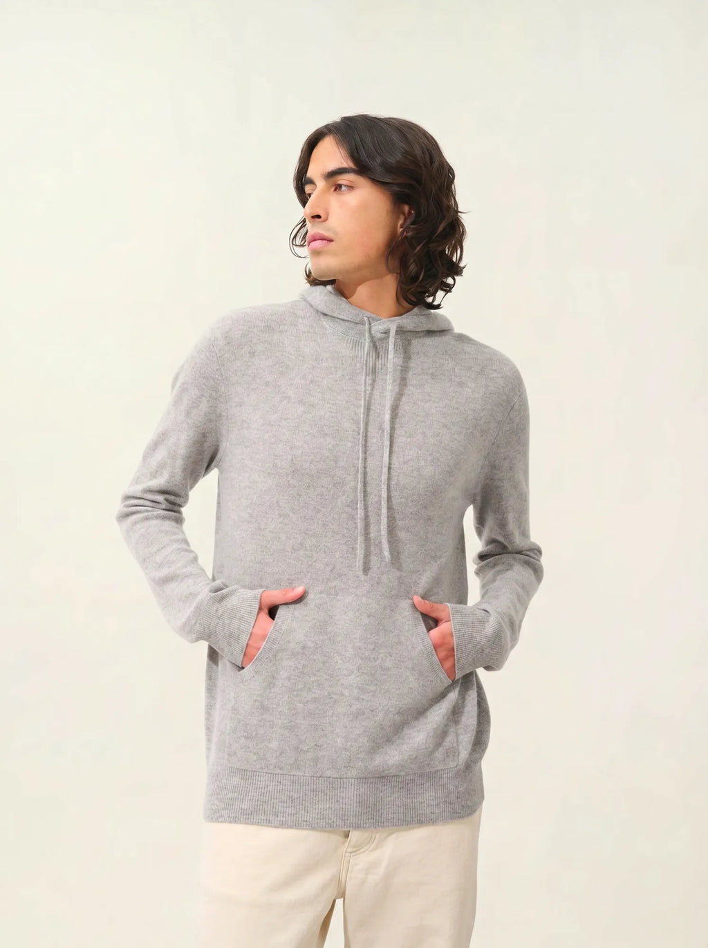 CASPER pull capuche poche kangourou nuage chiné