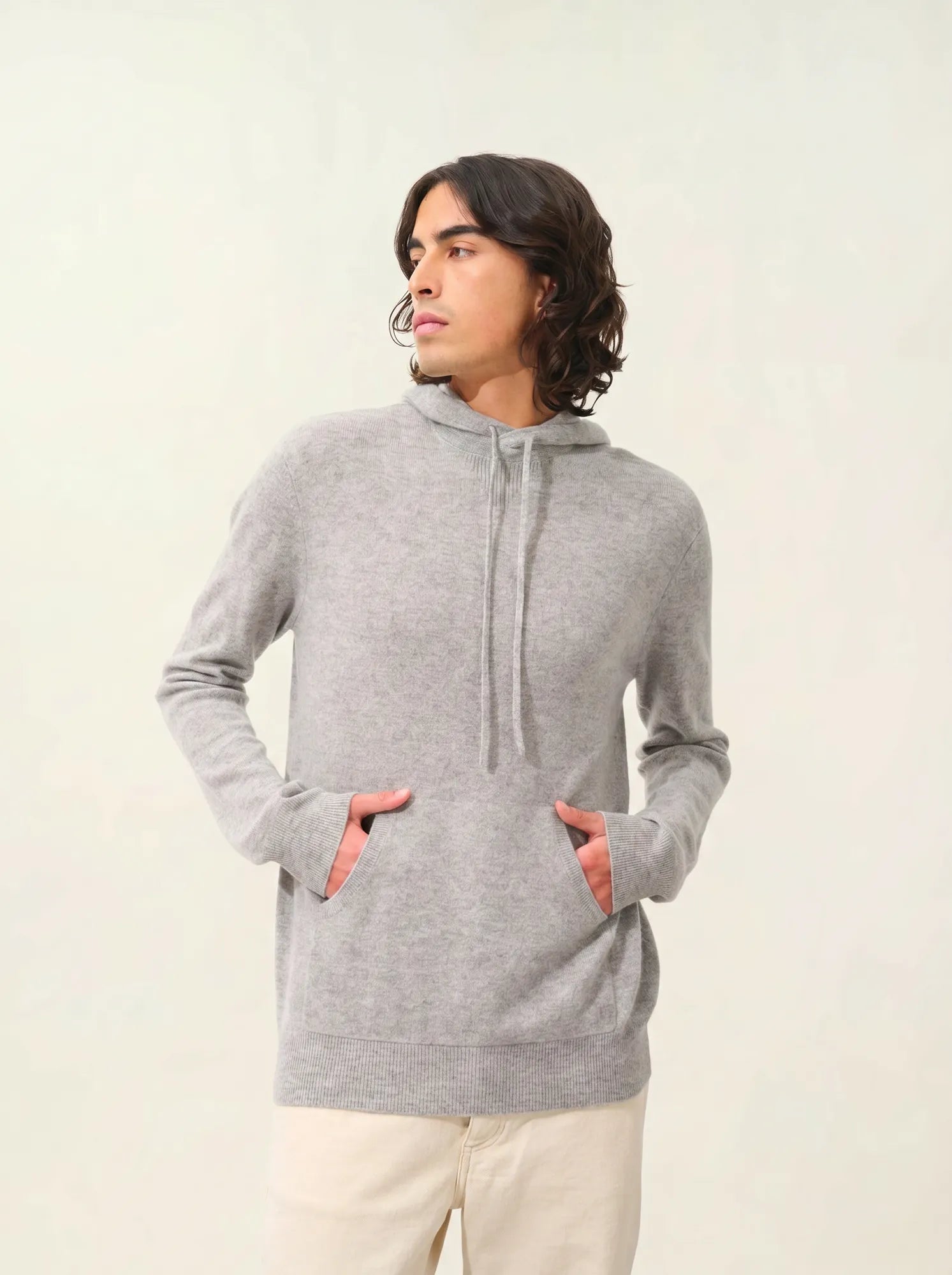 CASPER pull capuche poche kangourou nuage chiné