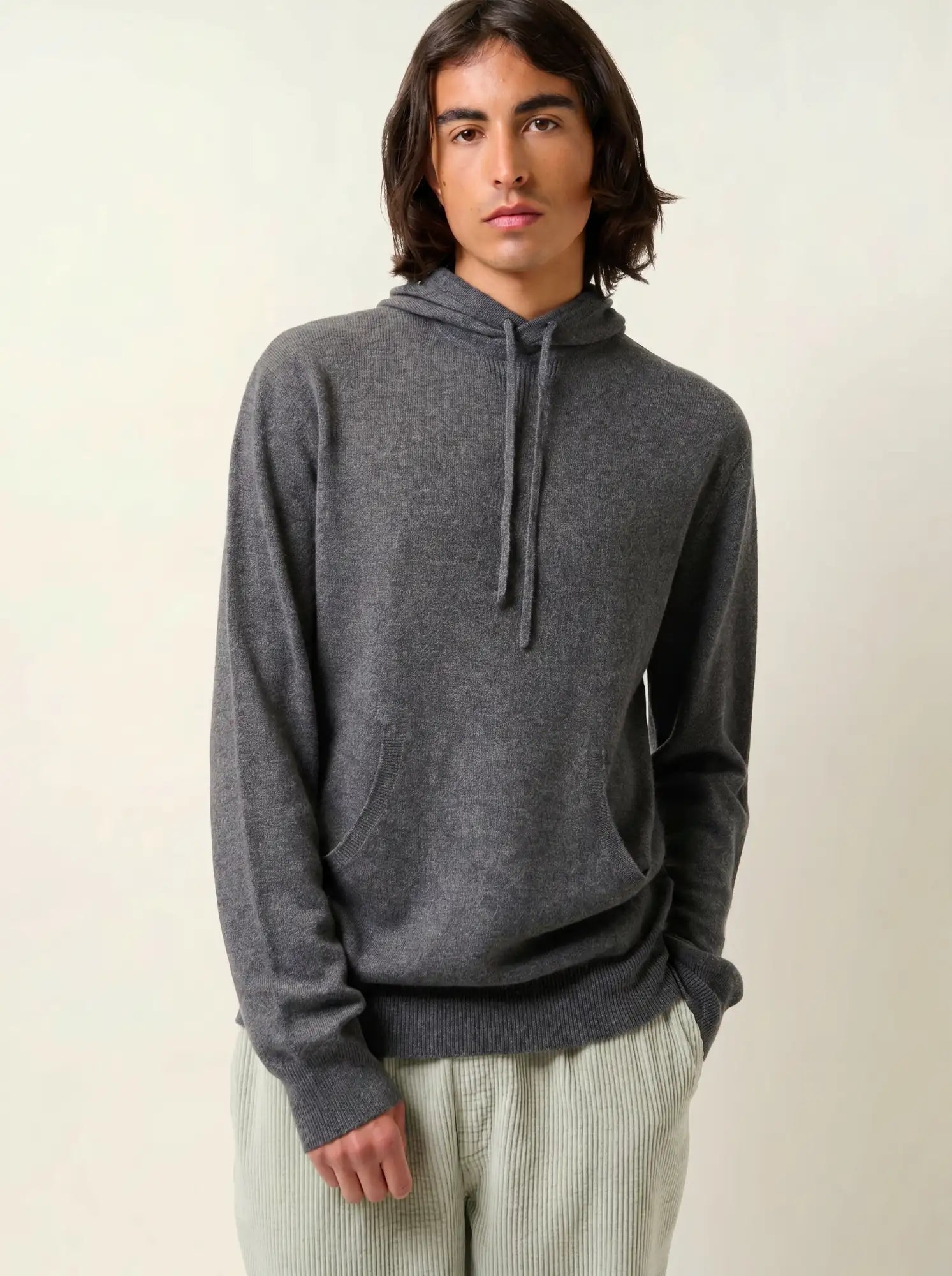CASPER Sweater Hooded Kangaroo Pocket Heather Charcoal