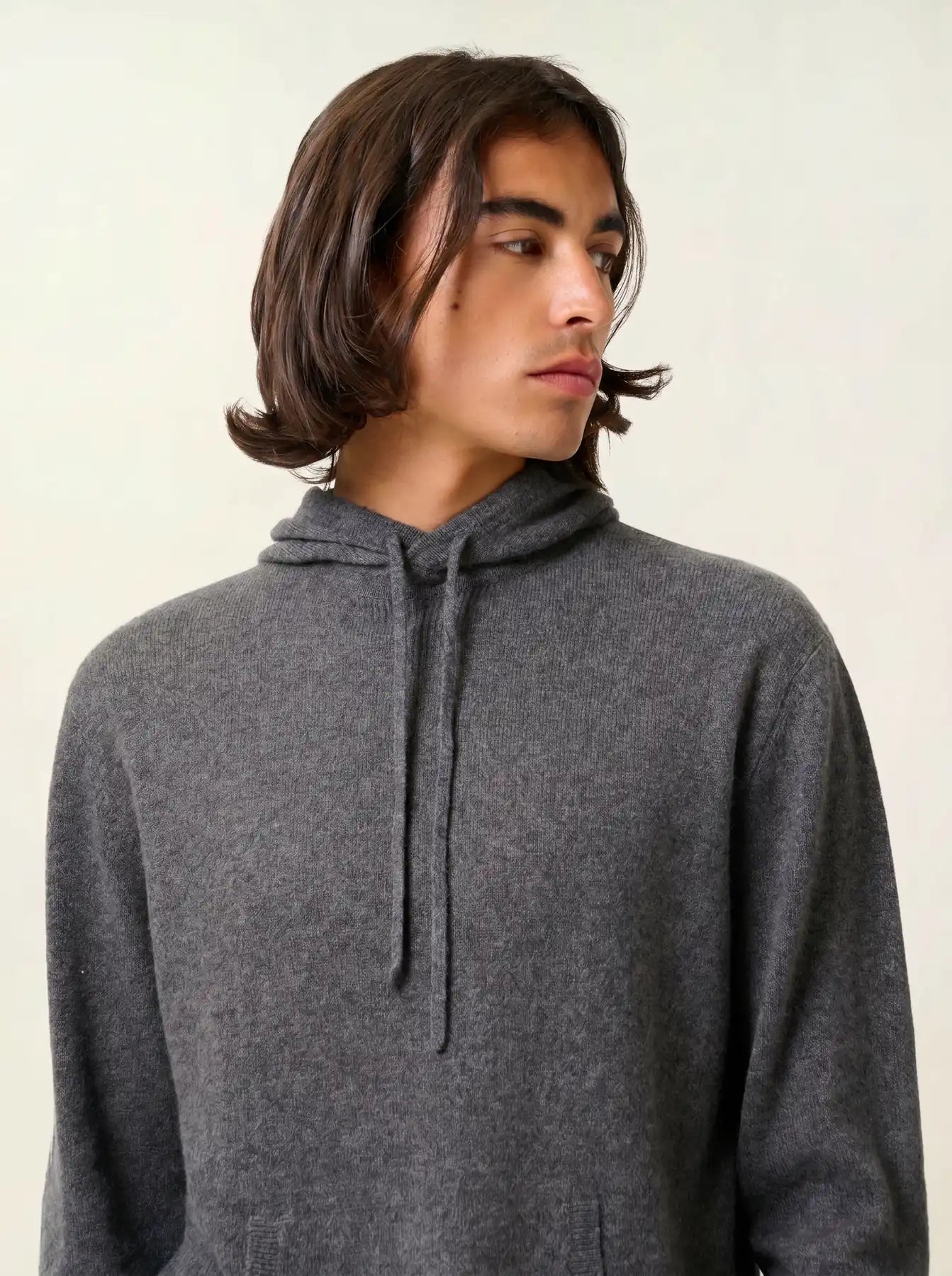CASPER Sweater Hooded Kangaroo Pocket Heather Charcoal