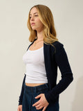 ALBERTE gilet zippé col montant bleu marine