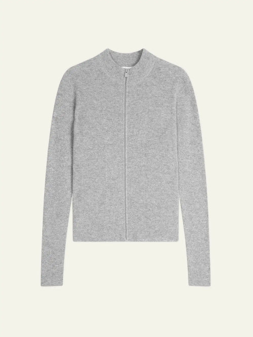 ALBERTE gilet zippé col montant nuage chiné