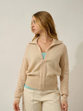 ANNELISE Gilet Zippé Col Camionneur Sable