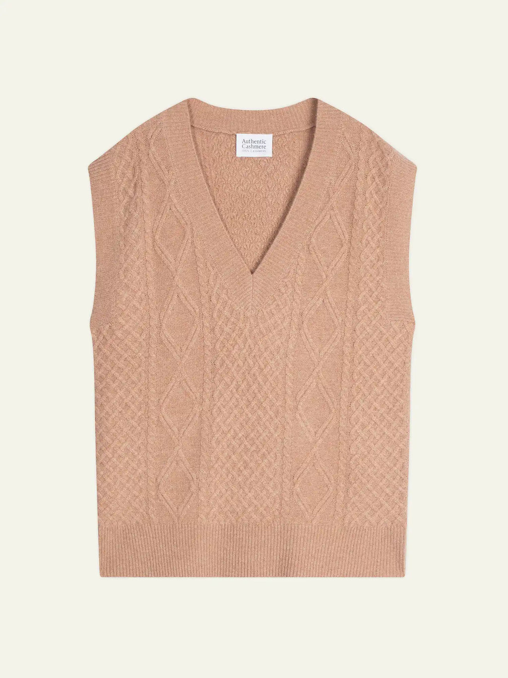 ASLOG Pullover V-Ausschnitt ärmellos 4-fädig Camel meliert