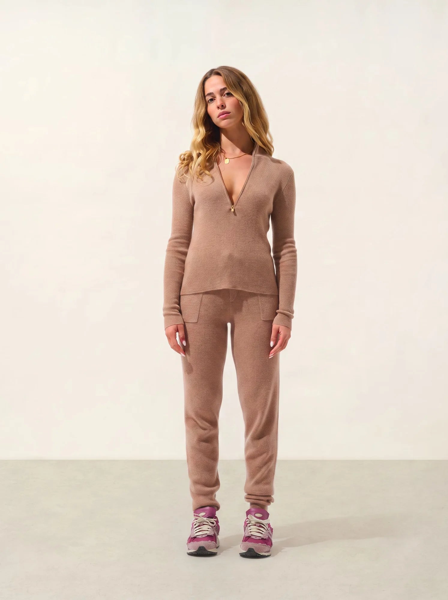 ASTA Sweater Trucker Neck Heather Camel