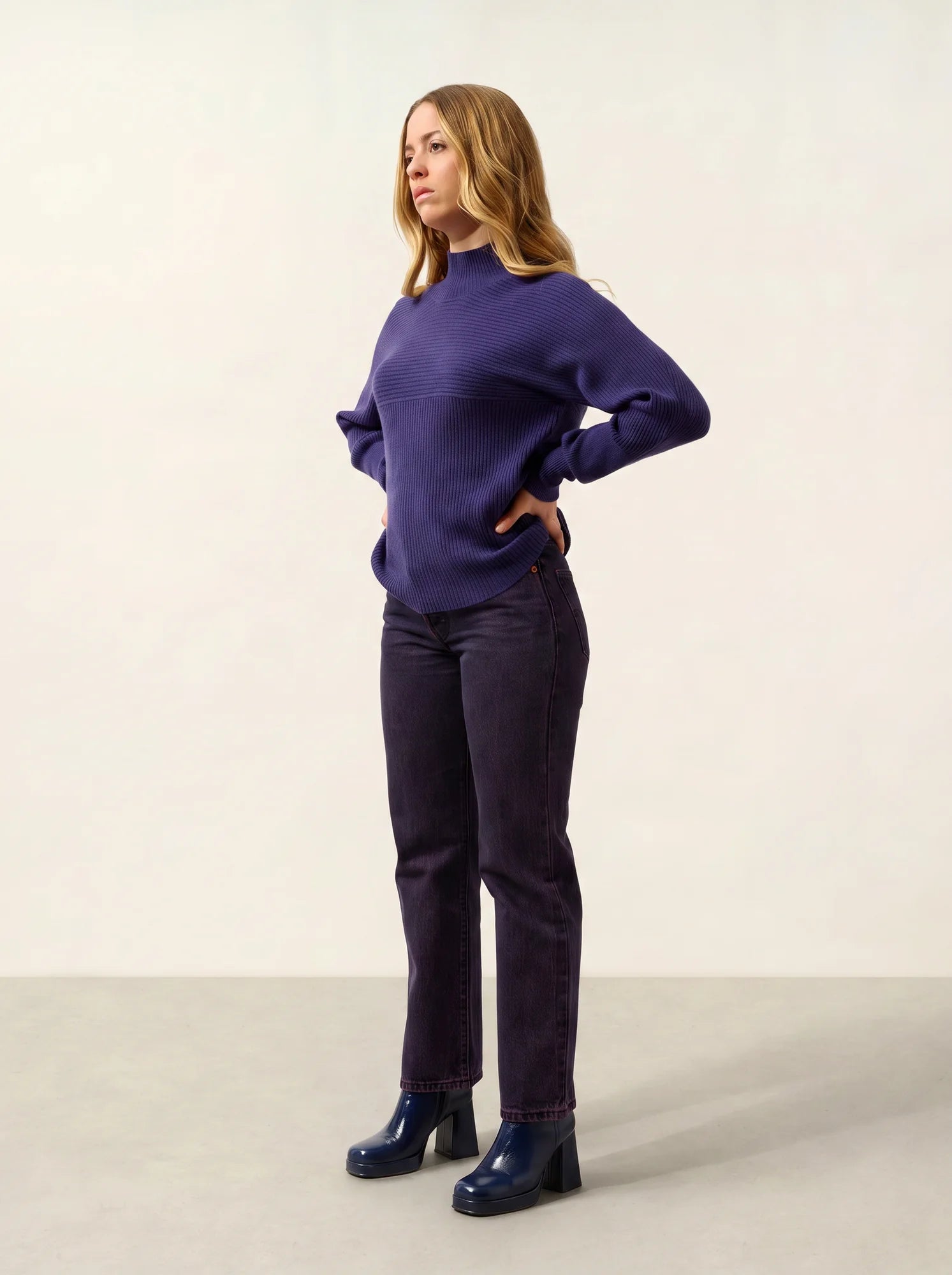 BENEDICTE pullover stehkragen violett