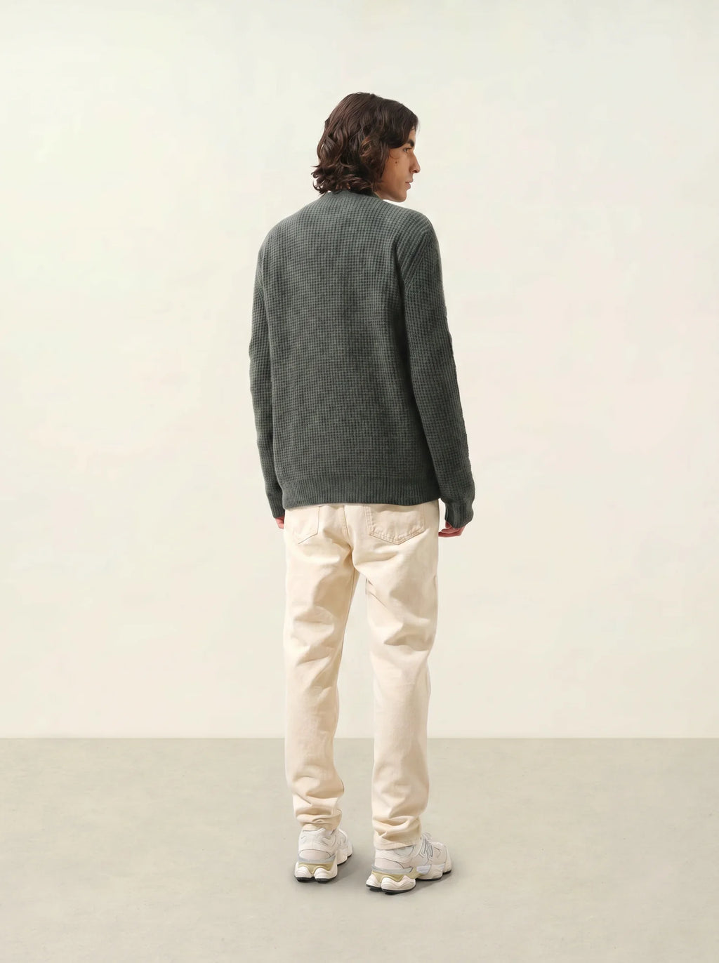 AKSEL pullover rundhalsausschnitt 4-fädig khaki meliert