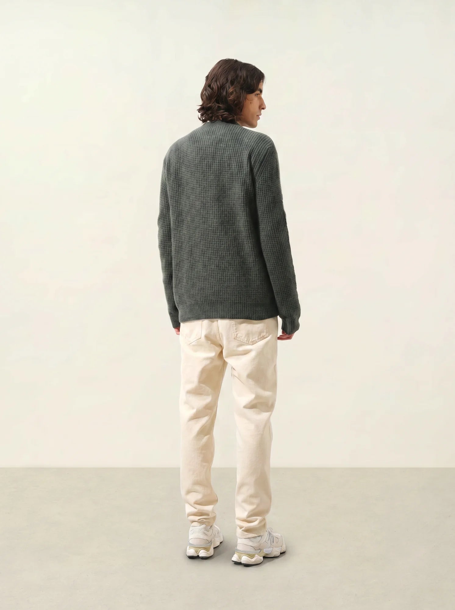 AKSEL pullover rundhalsausschnitt 4-fädig khaki meliert