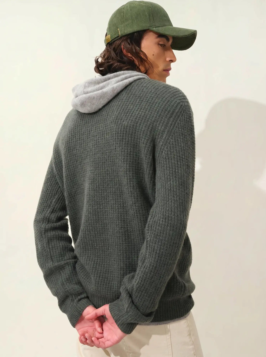 AKSEL pullover rundhalsausschnitt 4-fädig khaki meliert