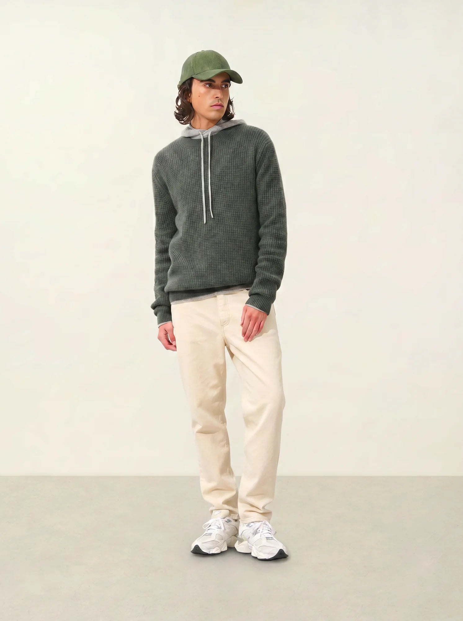 AKSEL pullover rundhalsausschnitt 4-fädig khaki meliert