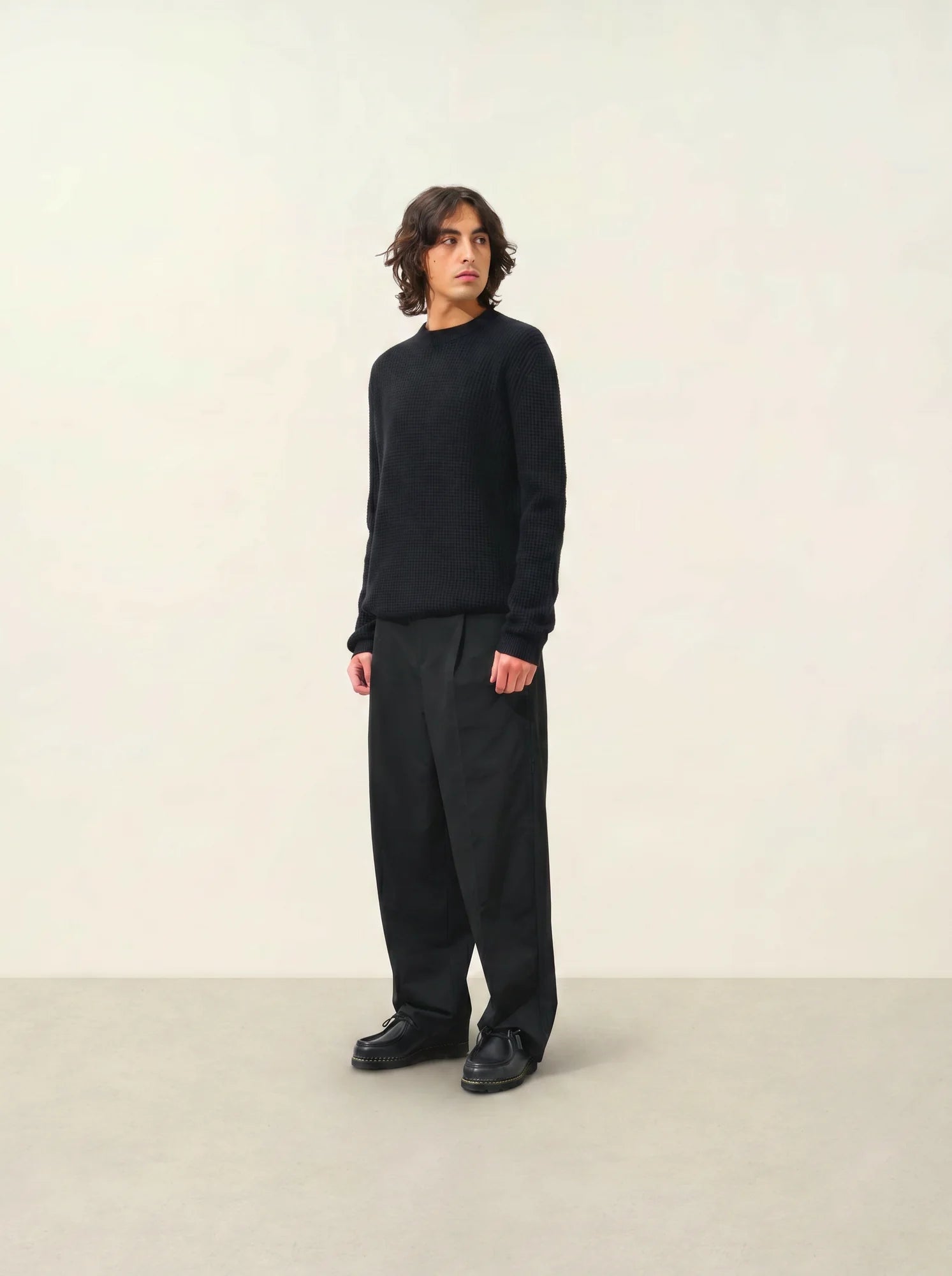 AKSEL pull col rond 4 fils noir