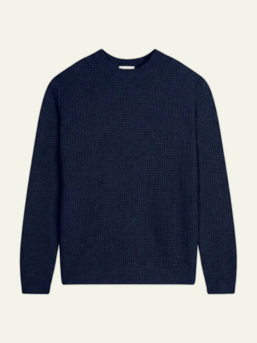 AKSEL pull col rond 4 fils bleu marine