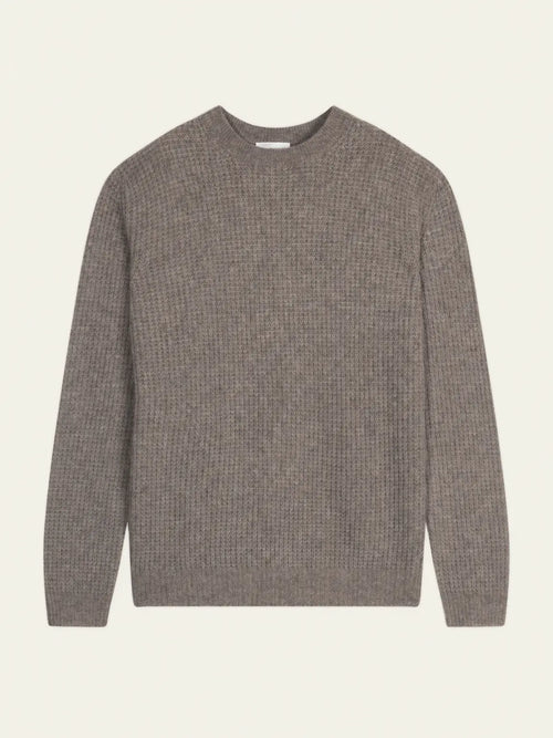 AKSEL pull col rond 4 fils taupe chiné
