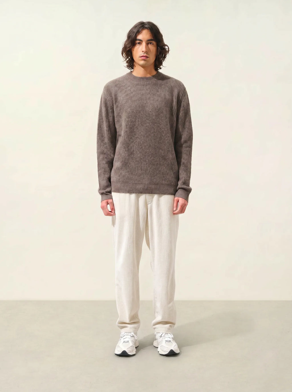 AKSEL pullover rundhalsausschnitt 4-fädig taupe meliert