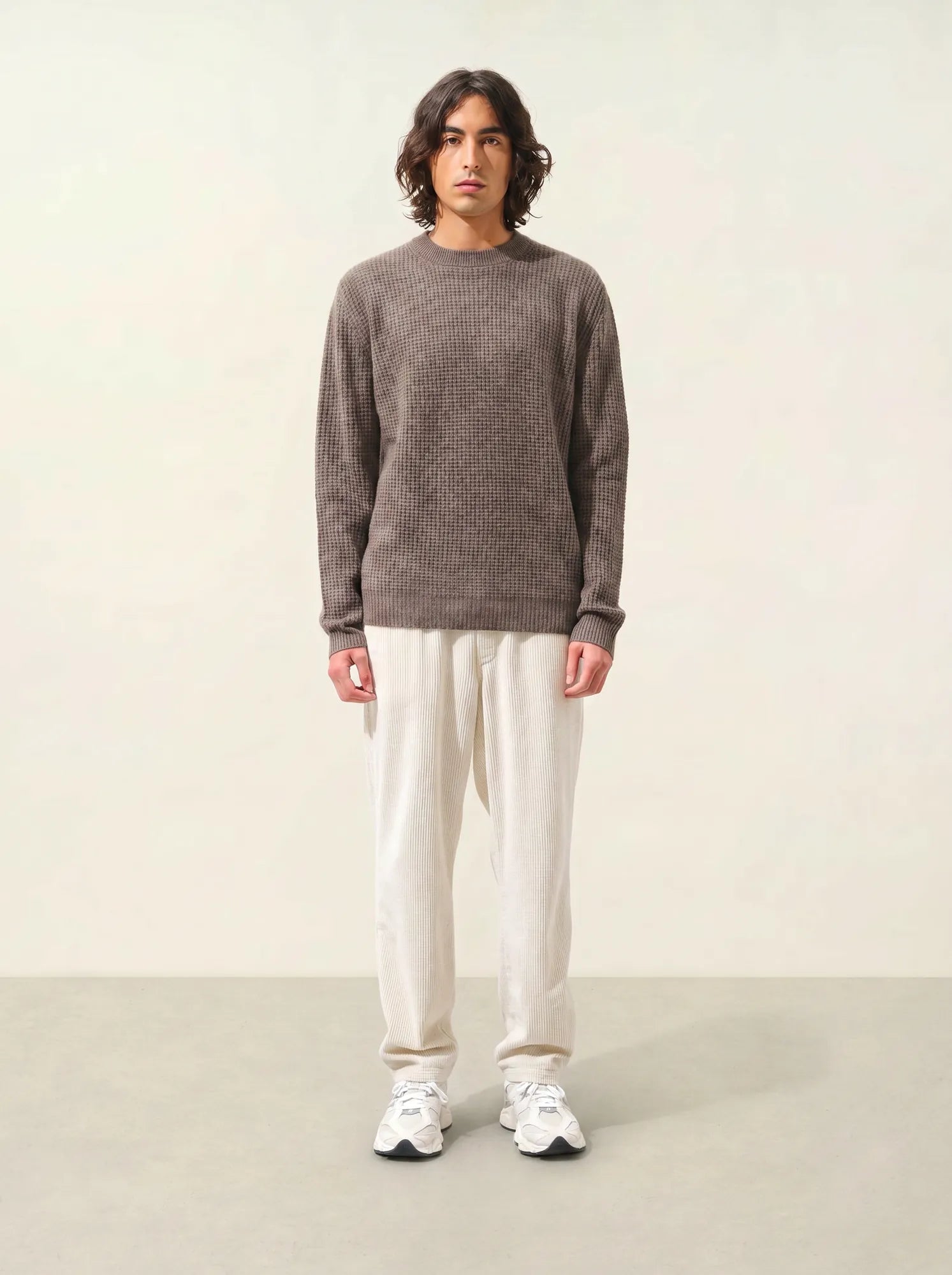 AKSEL pullover rundhalsausschnitt 4-fädig taupe meliert