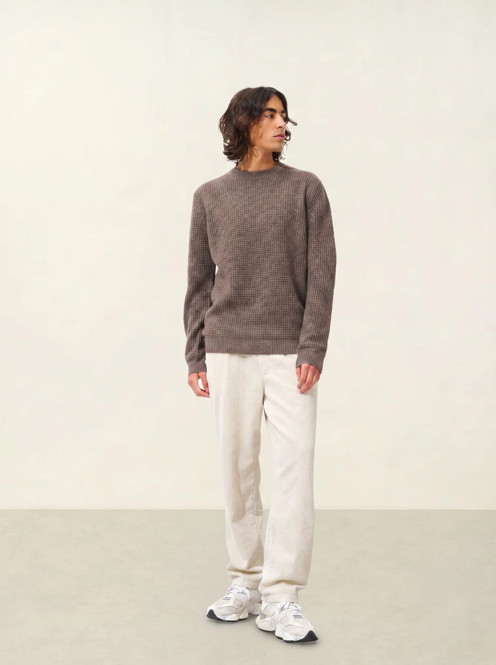 AKSEL pullover rundhalsausschnitt 4-fädig taupe meliert