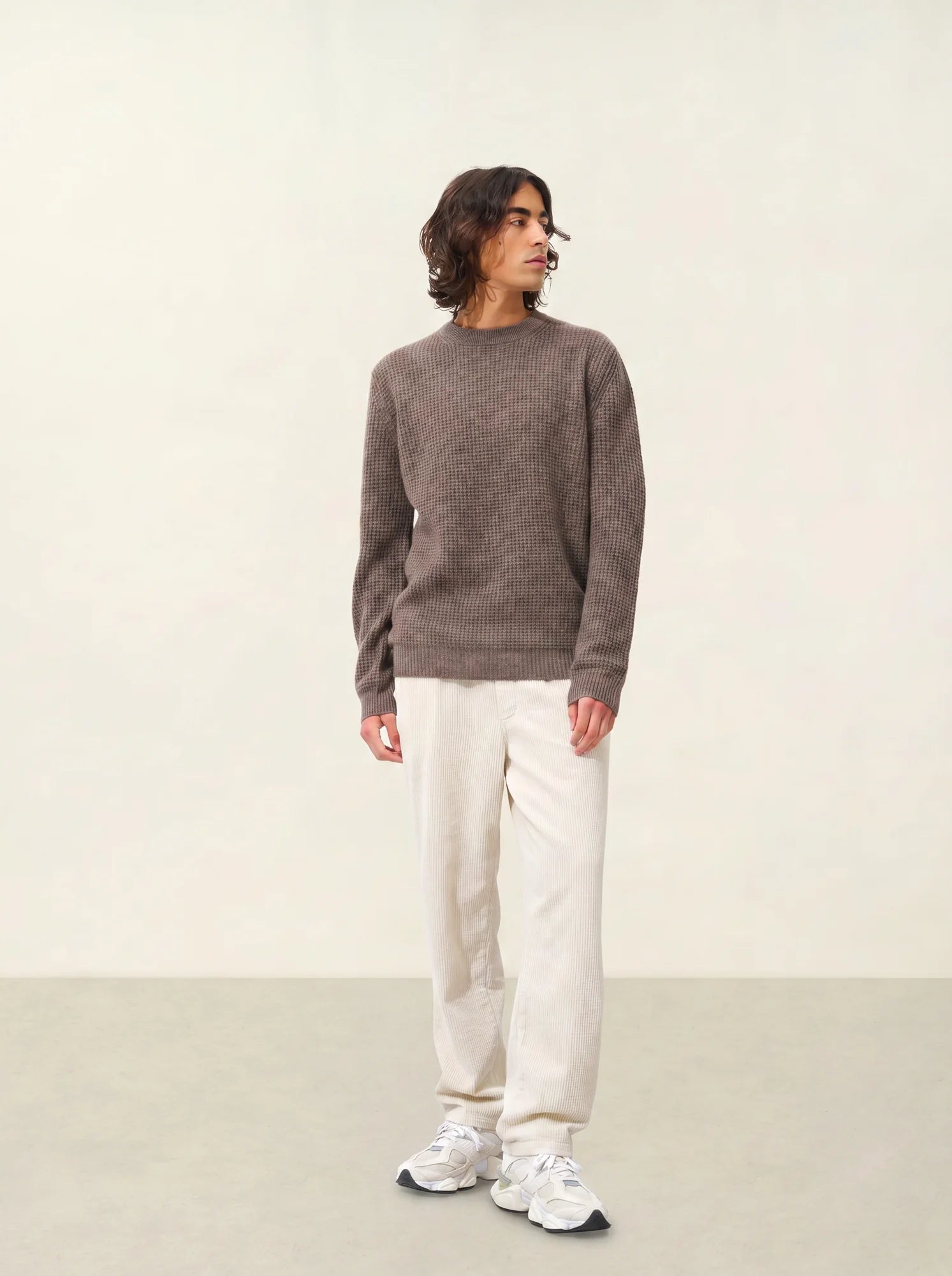AKSEL pullover rundhalsausschnitt 4-fädig taupe meliert