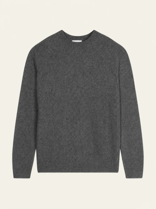 AKSEL pull col rond 4 fils anthracite chiné