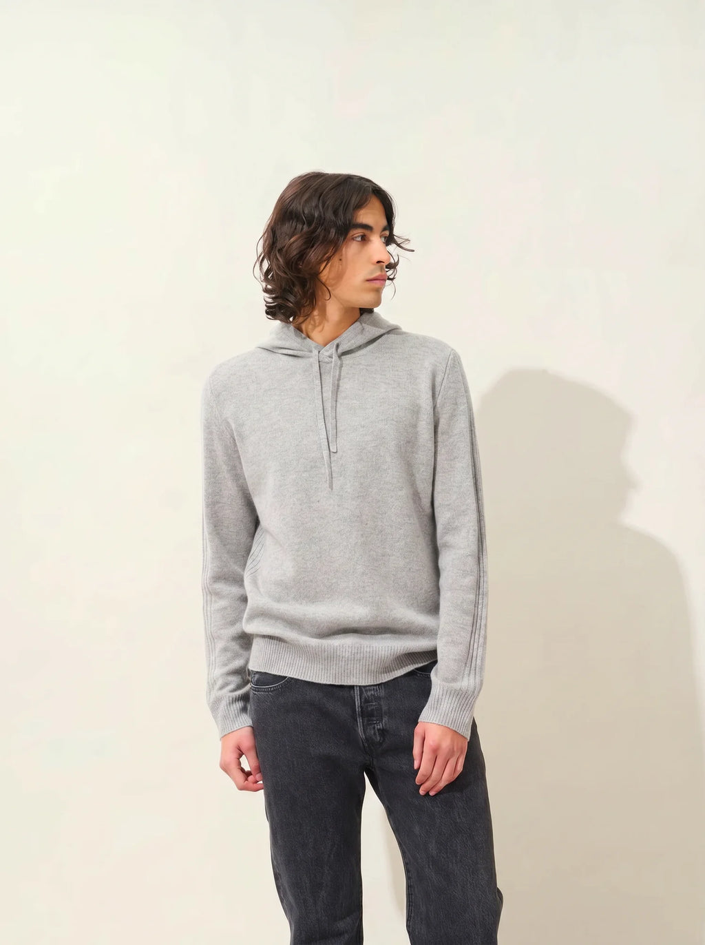 BENDT pullover mit kapuze 4-fädig wolke meliert
