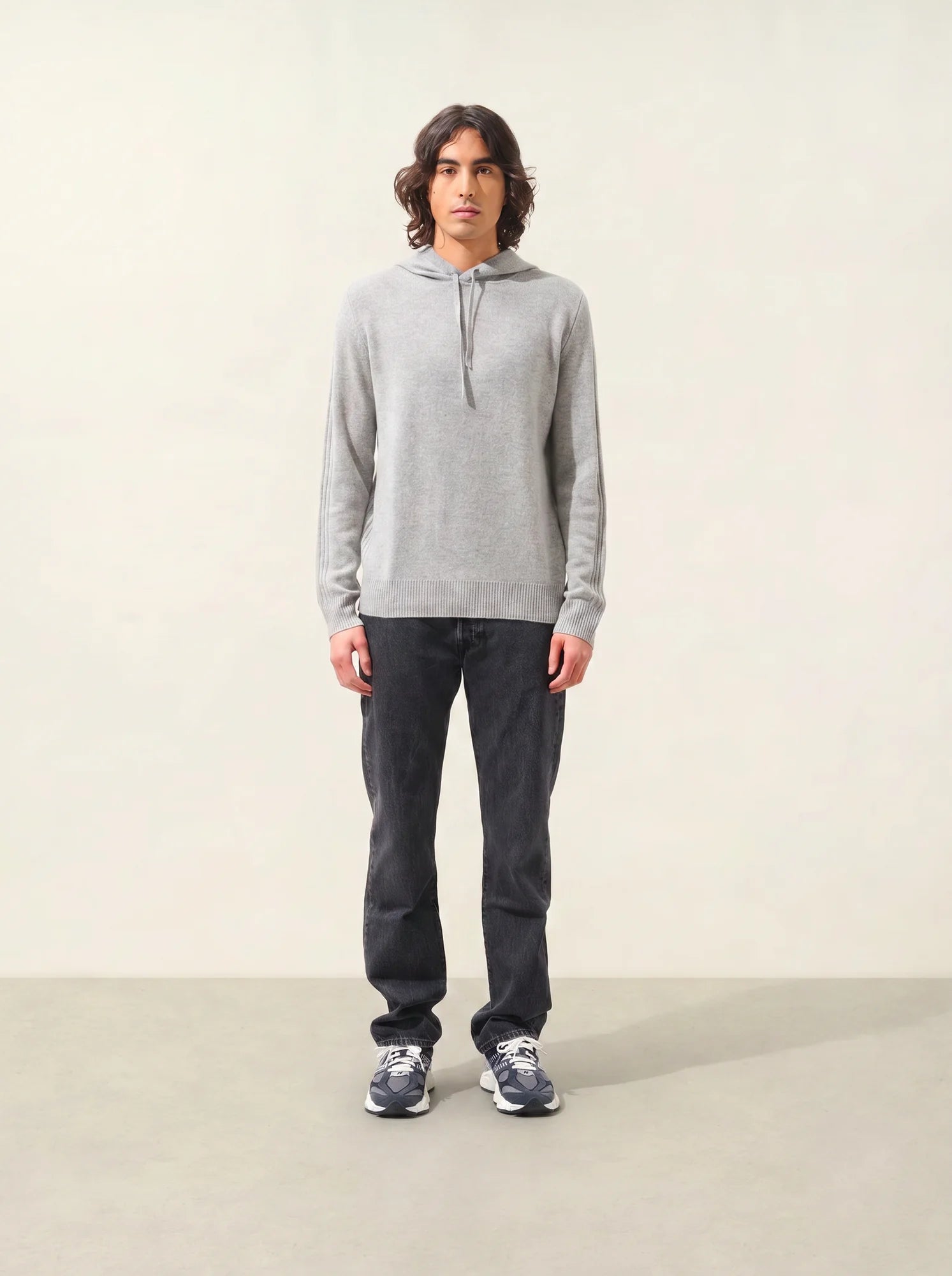 BENDT pullover mit kapuze 4-fädig wolke meliert