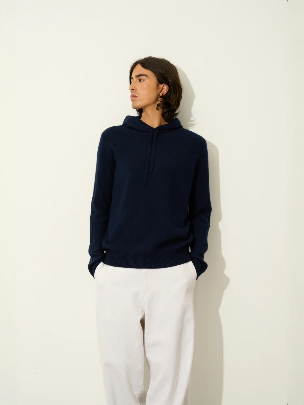 BENDT pull capuche 4 fils bleu marine