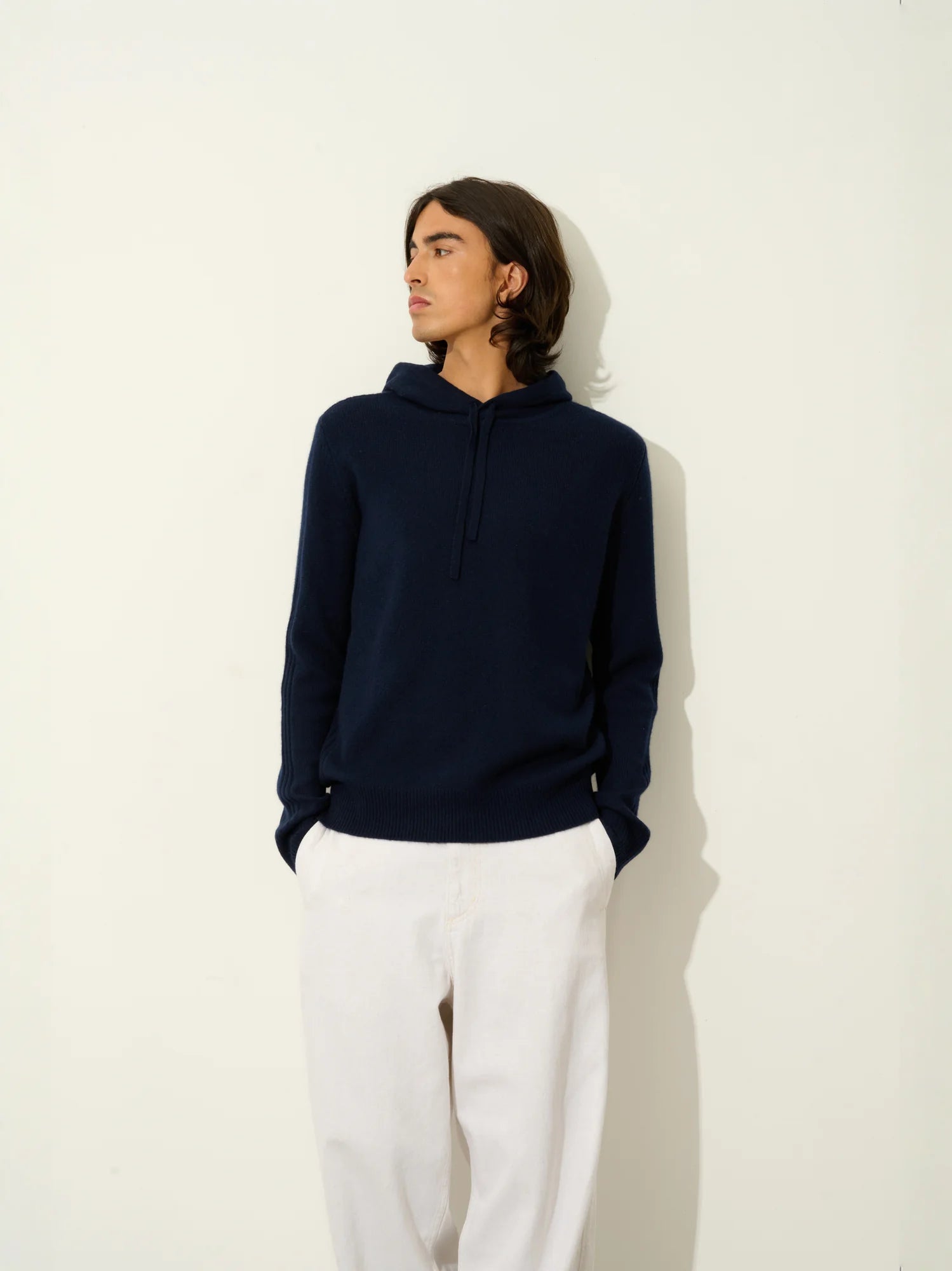 BENDT pull capuche 4 fils bleu marine