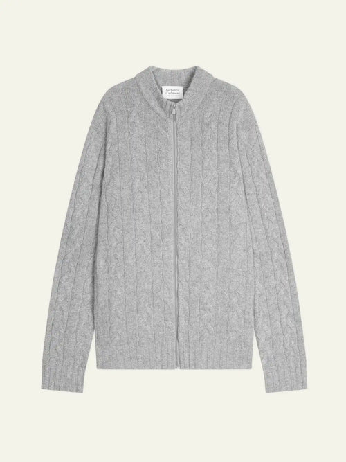 BERTIL vest zipped trucker neck 6 ply heather cloud