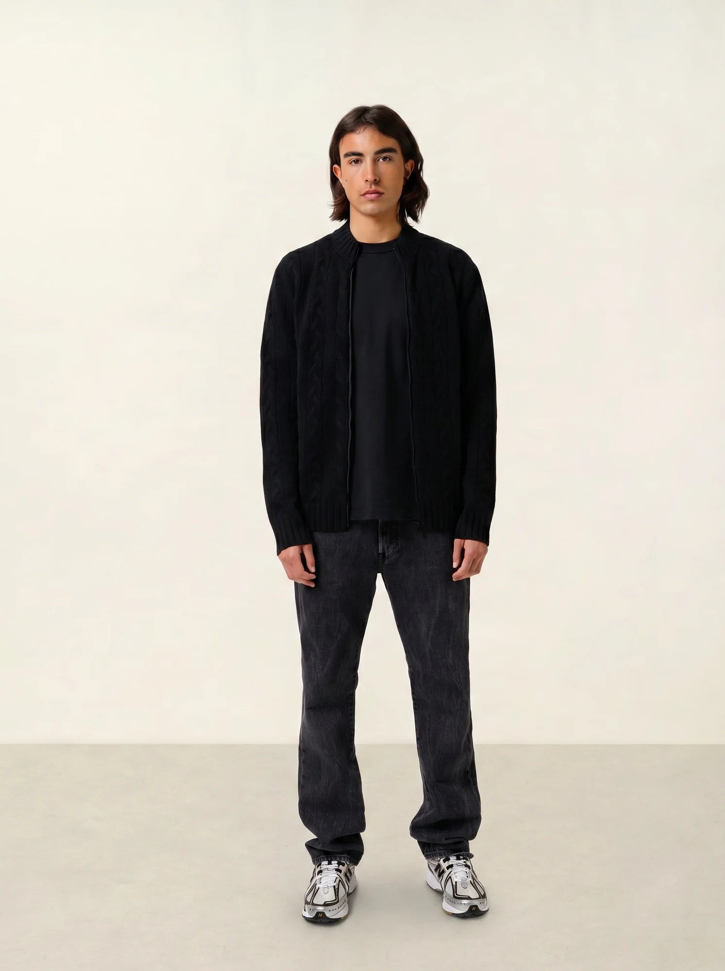 BERTIL gilet zippé col camionneur 6 fils noir