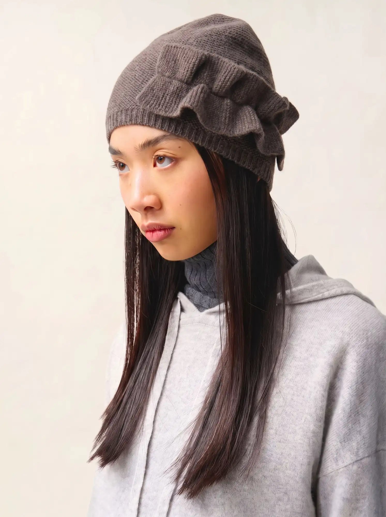 SIME Beanie 4 Ply Taupe and Dusty Pink
