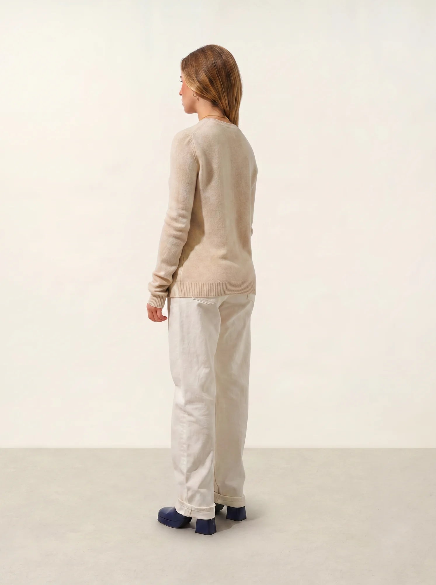 ELISE cardigan col rond 4 fils avoine