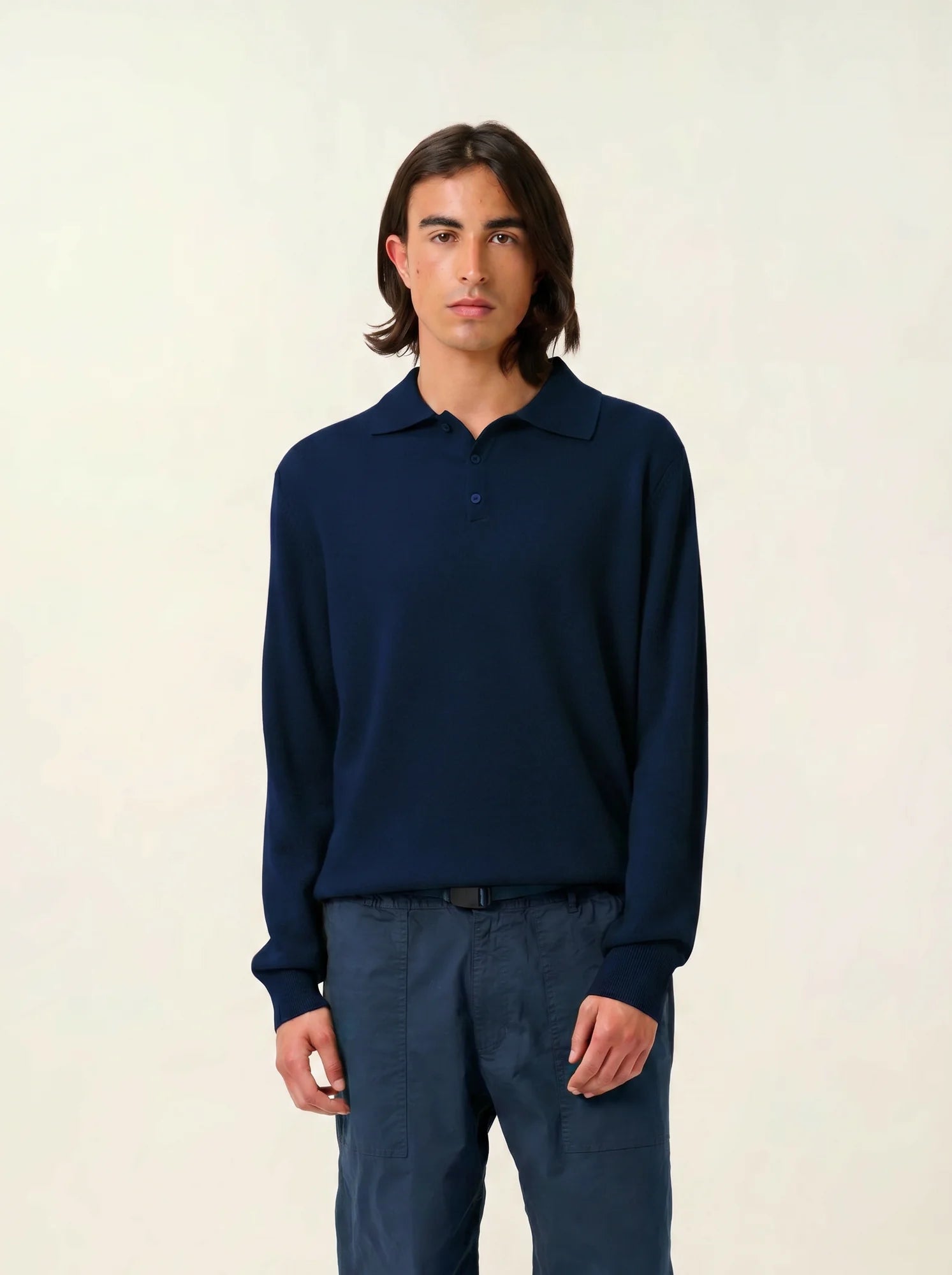 CHARVET polo manches longues minuit