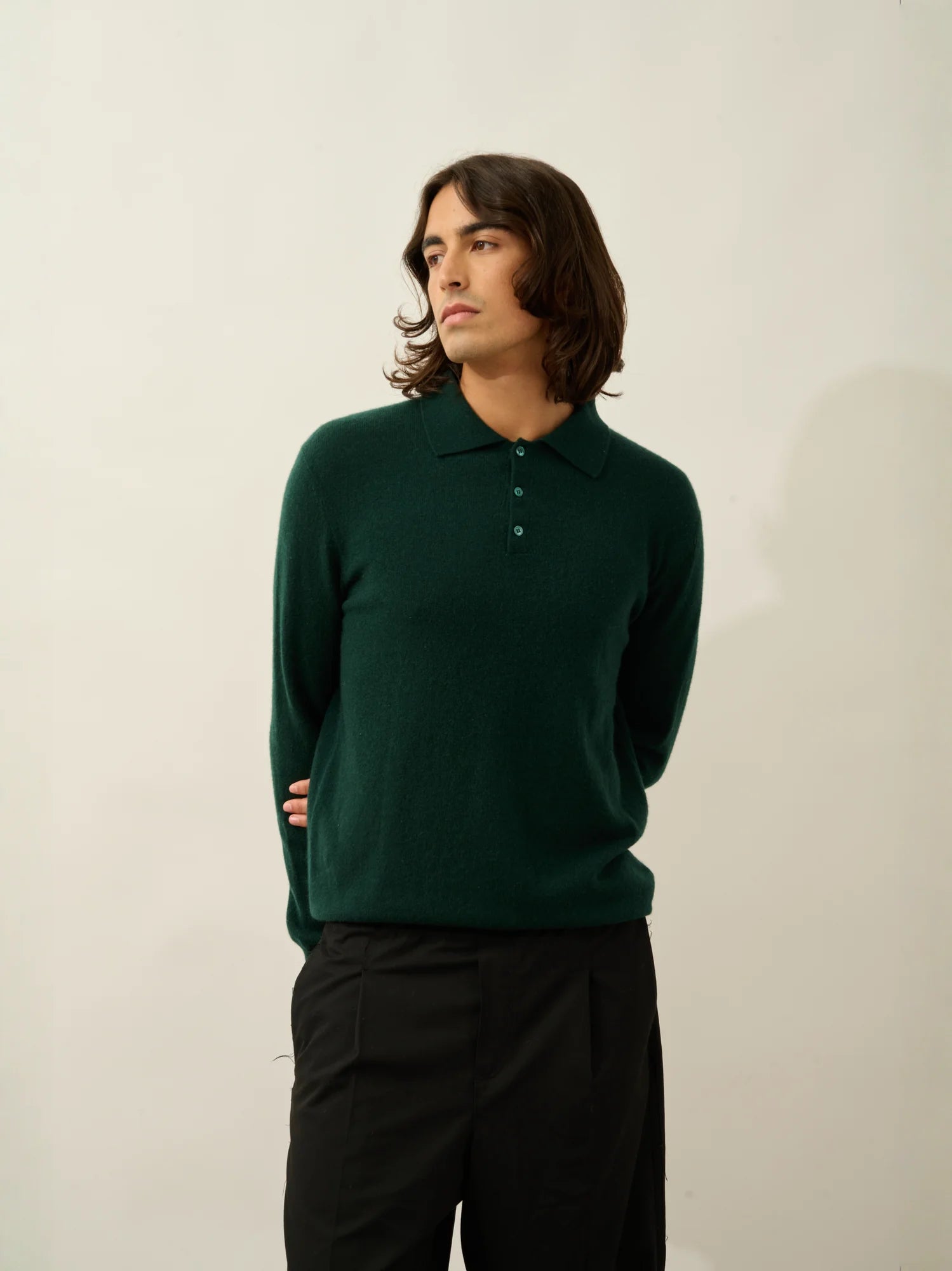 CHARVET polo manches longues cyprès