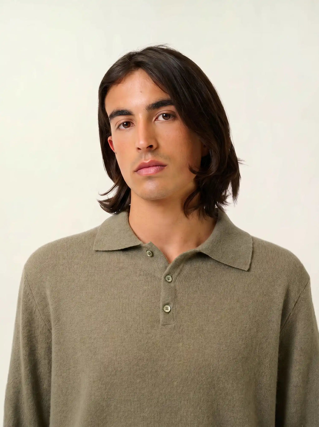 CHARVET polo manches longues army
