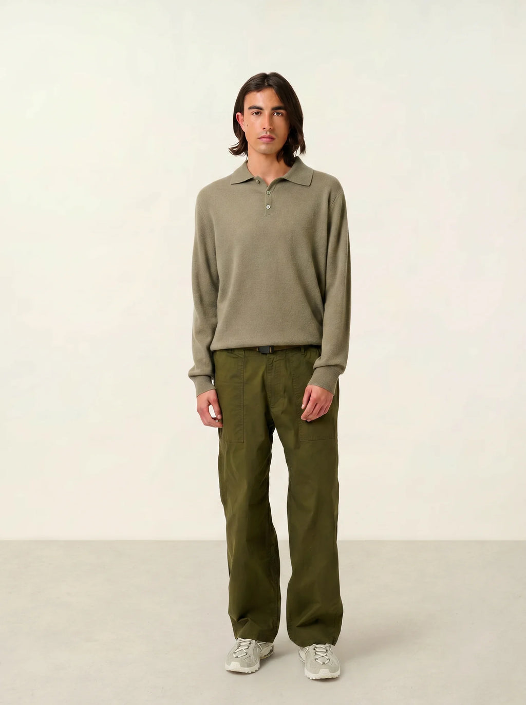 CHARVET polo manches longues army