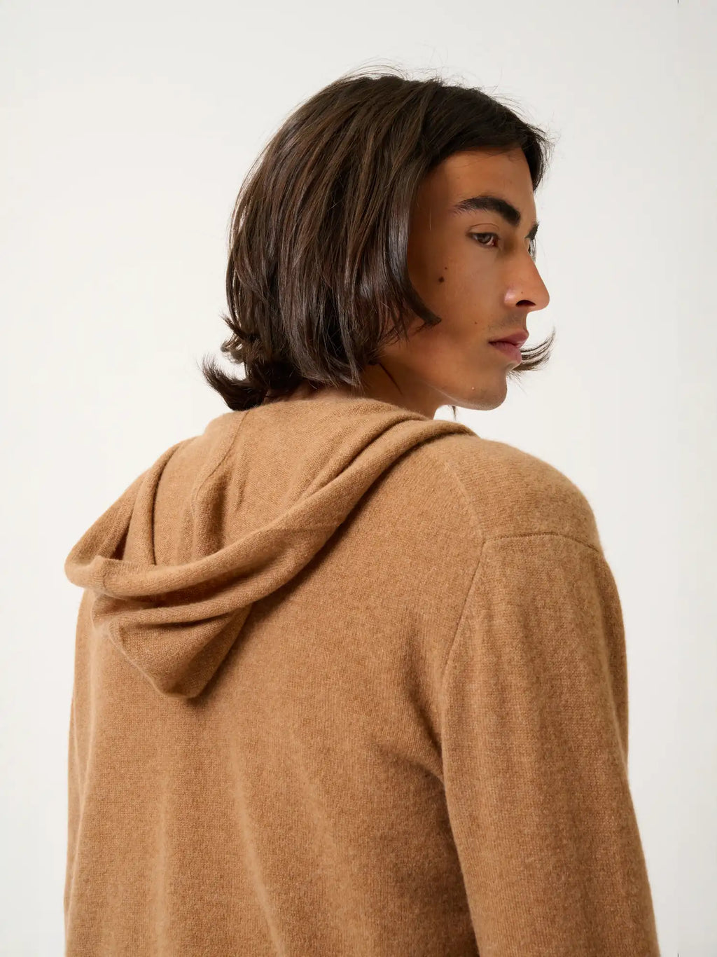 NEURRE gilet zippé capuche noisette