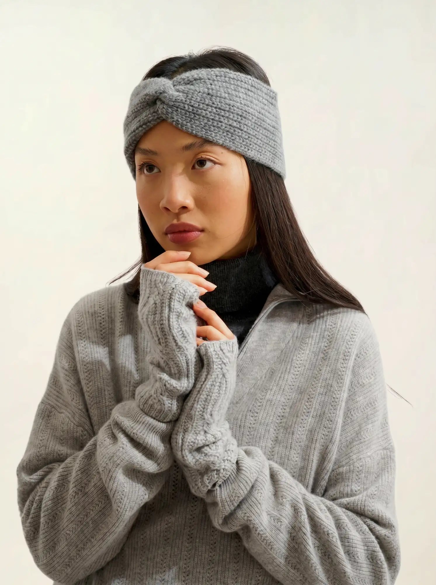 RISTO headband 8 ply heather flannel