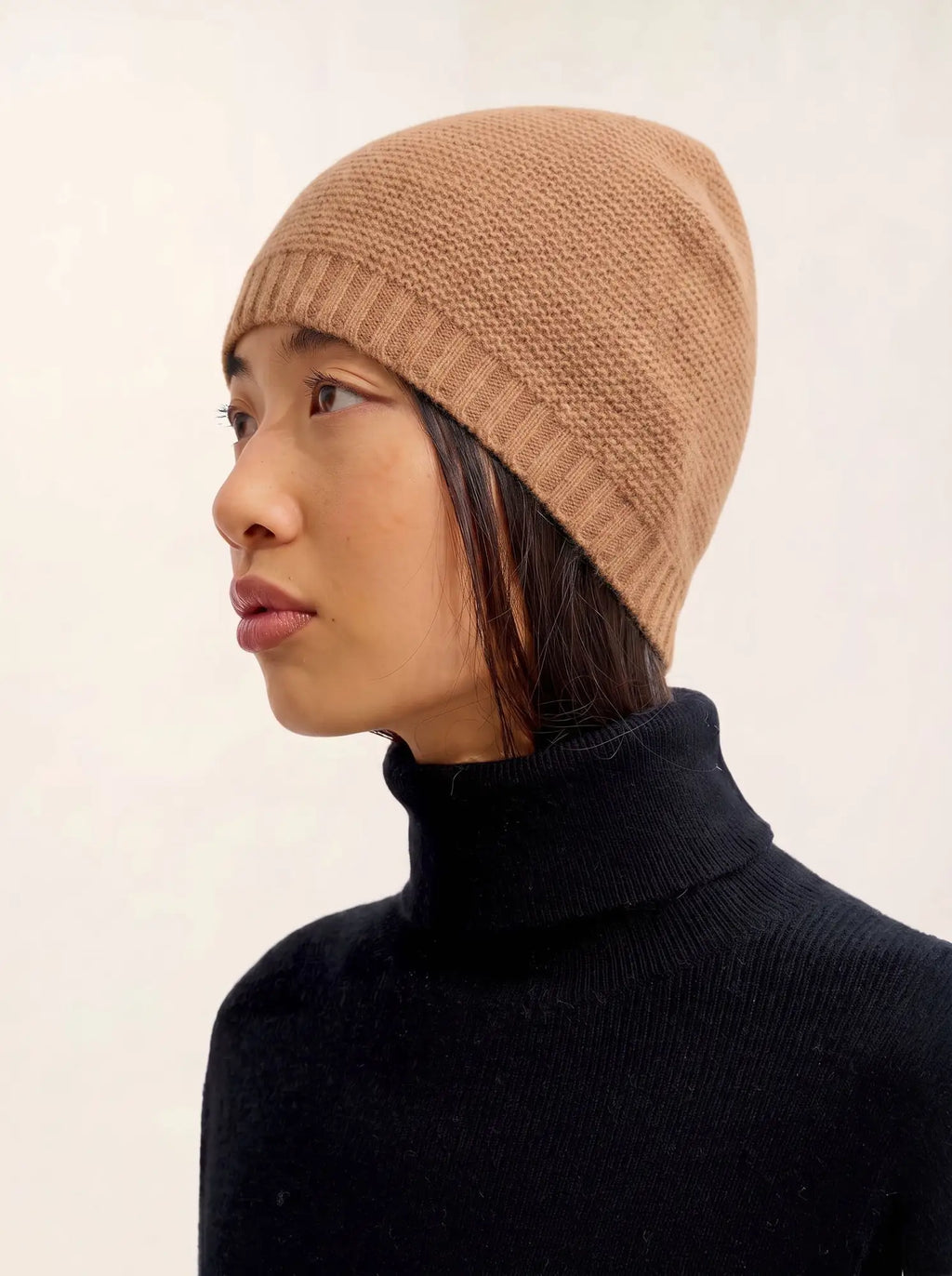 STEFANA Bonnet 4 Fils Camel Chiné