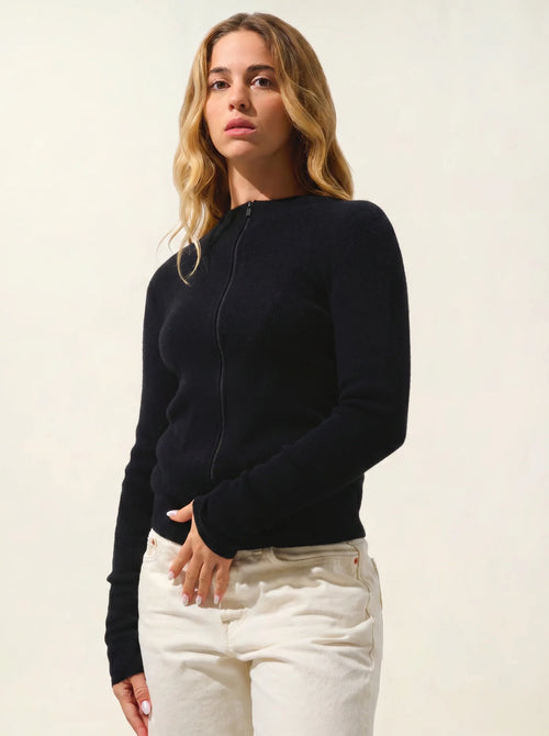 ALBERTE gilet zippé col montant noir